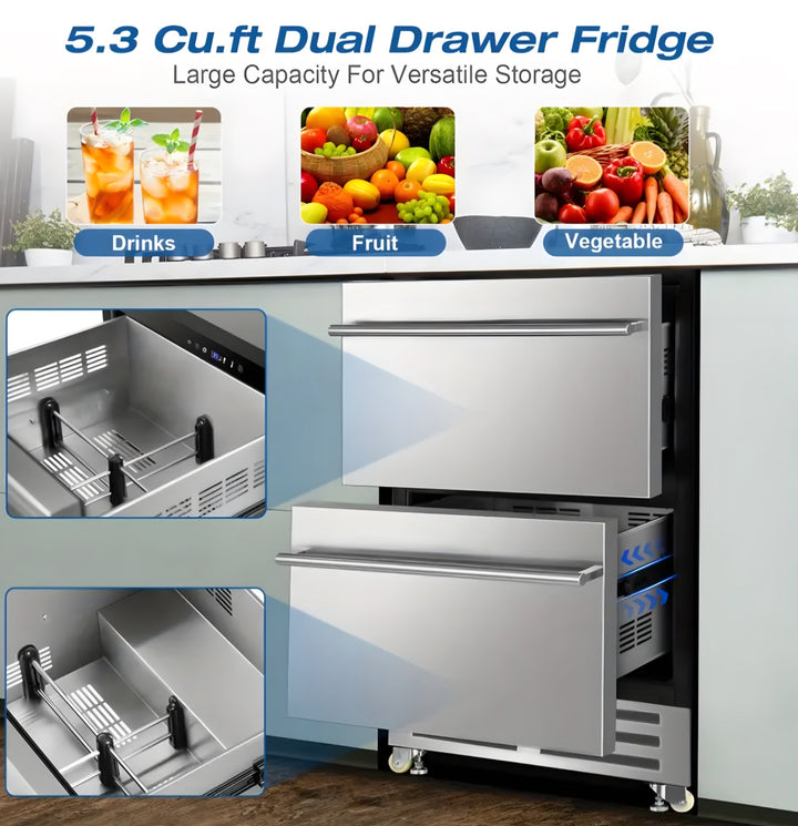 Undercounter Dual-Drawer Fridge Cooler