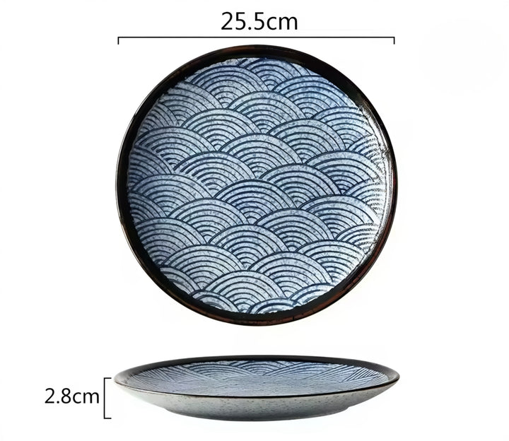 Blue Wave Ceramic Plate Set — 4 Pieces