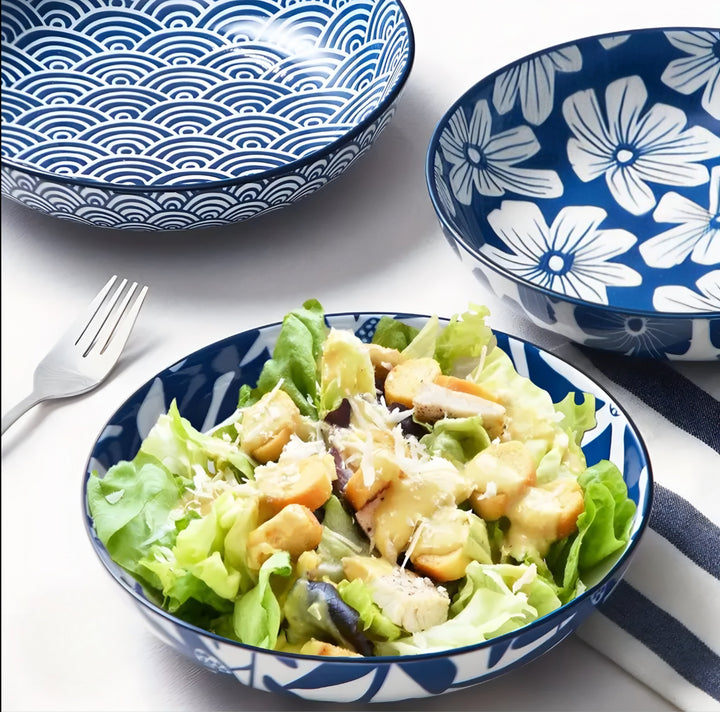 Blue Ceramic Bowl Set — 6 Pieces