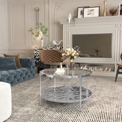 31.5 'Stainless Steel Coffee Table 2-Tier Side Table - Silvery