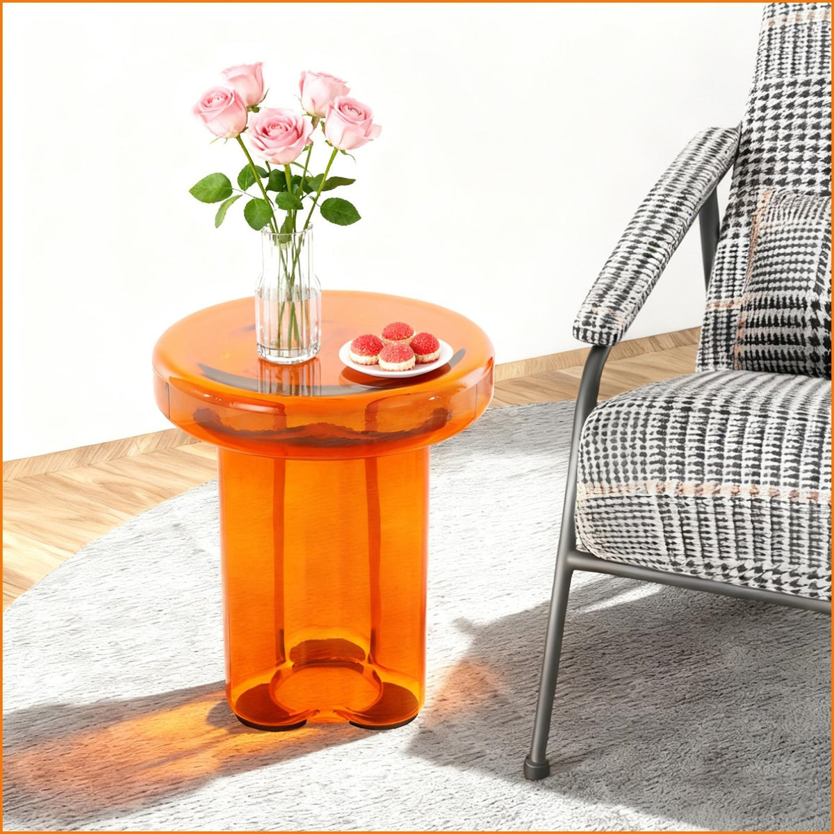 Small Yellow Coffee Table, COMPACT Round Side Table for Living Room Bedroom, Modern Accent Tea Table with Bright End, Coffee Tables, Suitable for Most Sofas on The Market