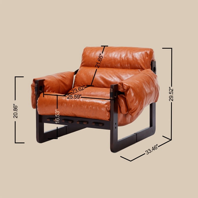 Leather-Look Accent Chair with Wood Frame — chair dimensions diagram