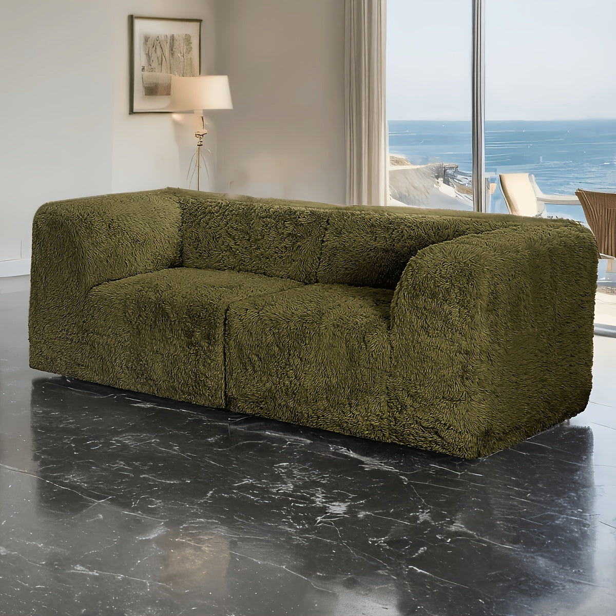 Opposite angled view of the oversized modular loveseat