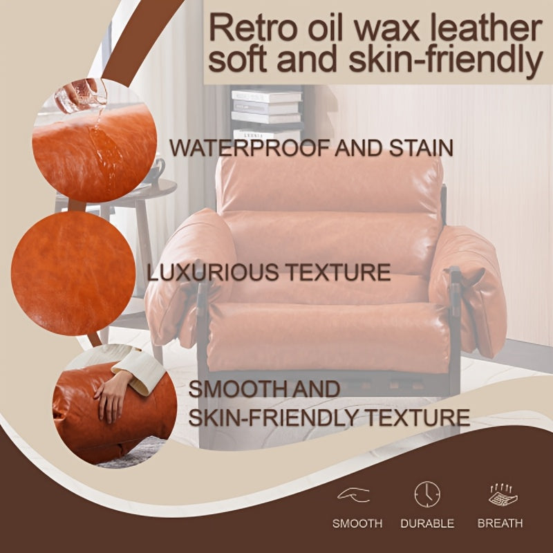 Leather-Look Accent Chair with Wood Frame — orange upholstery texture illustration