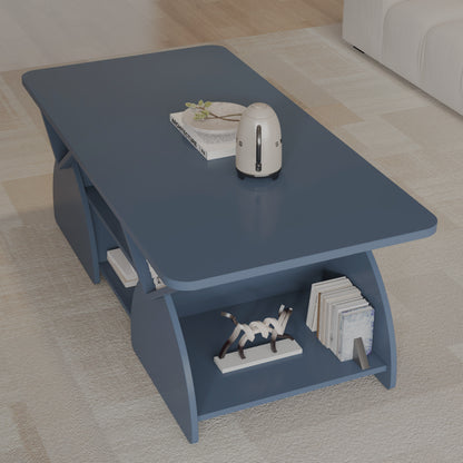 End view blue table shelves