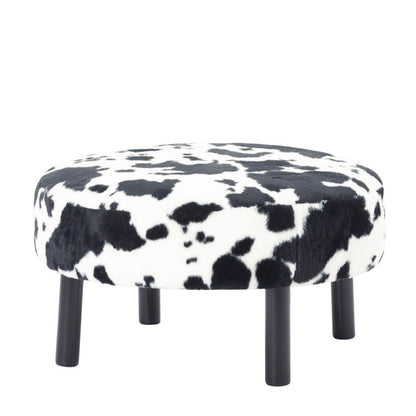 Black-and-white round ottoman shown on a white background