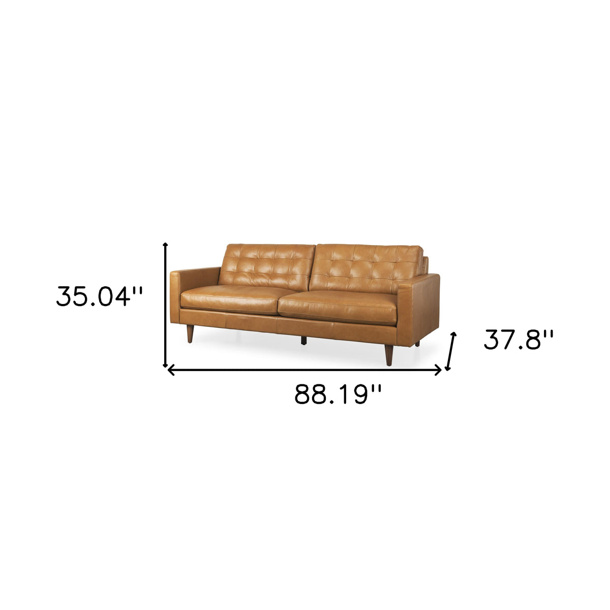 88" Brown Leather Sofa - 607328 - Multi
