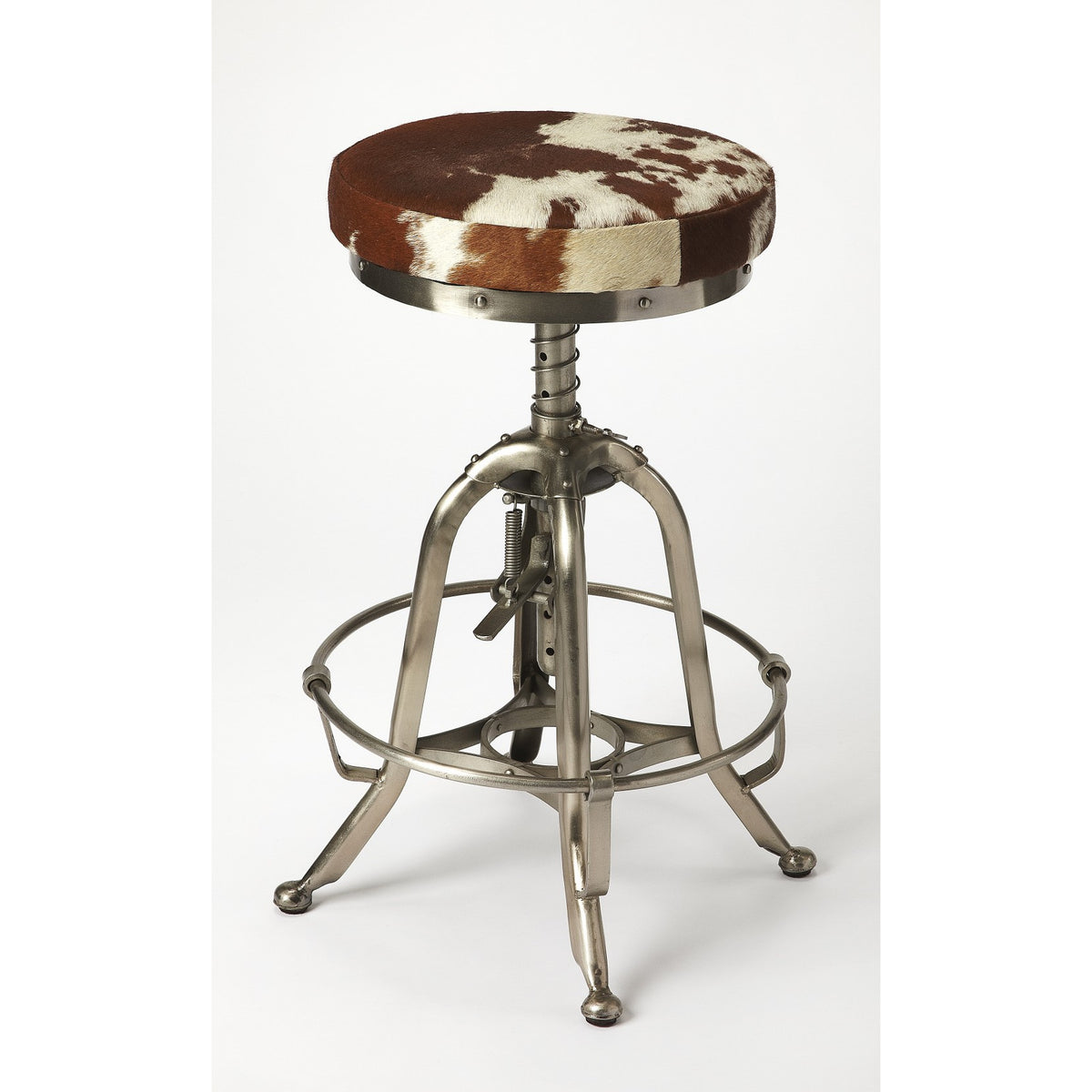 Hair on Hide Iron Bar Stool - 389123 - Multi
