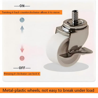 Supplier close-up showing locking caster mechanism