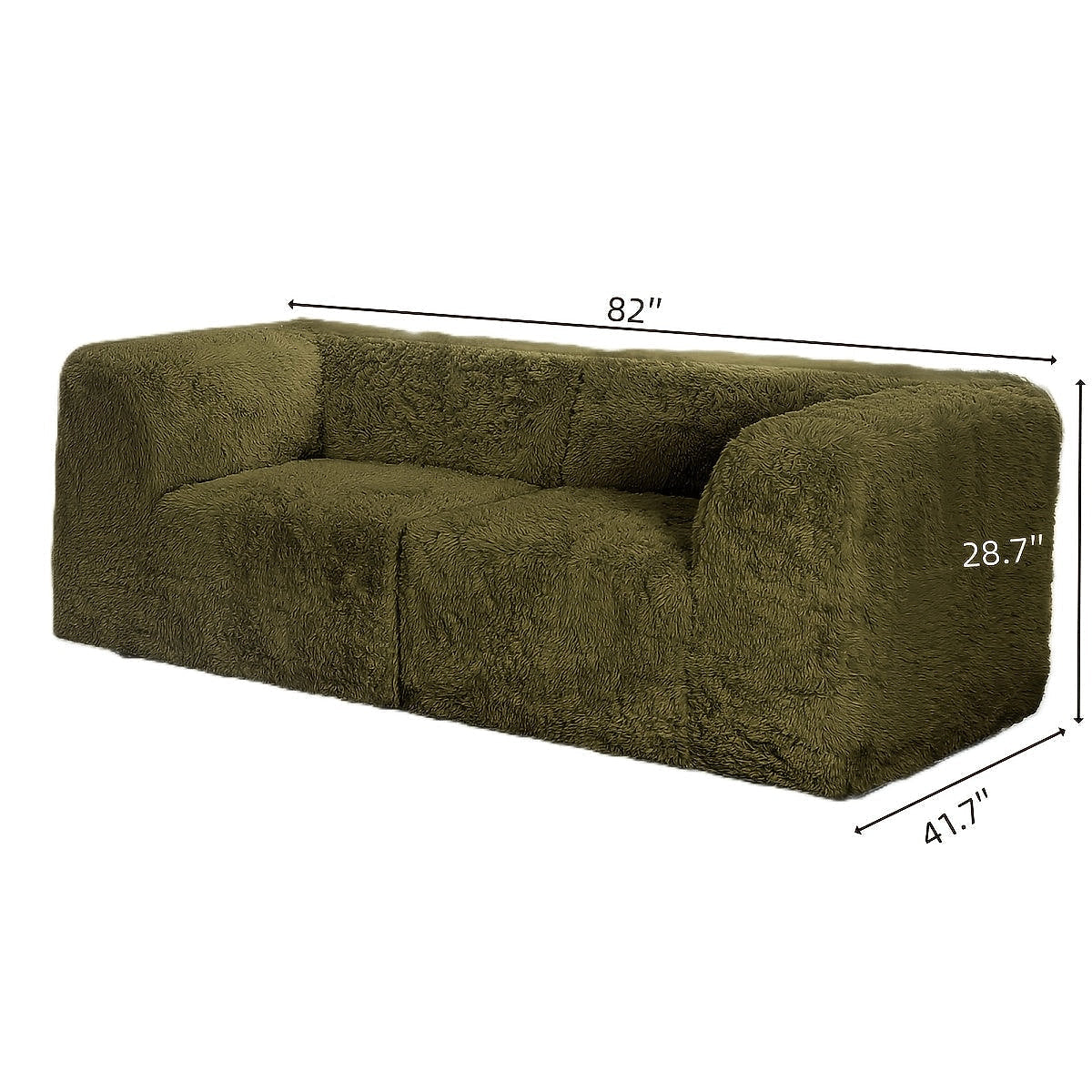 Oversized modular loveseat dimension diagram: 82 inches wide, 41.7 inches deep and 28.7 inches high
