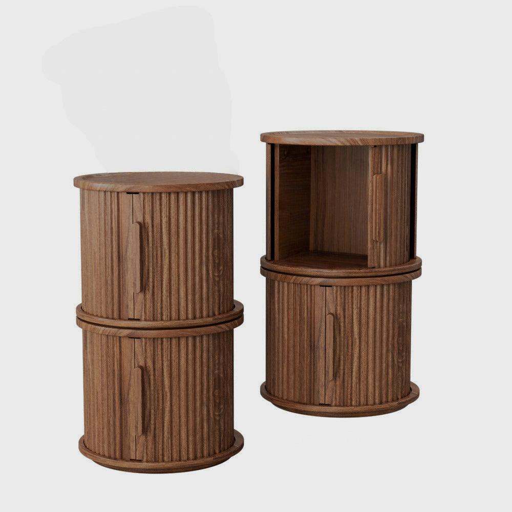 Stackable Fluted Storage Tables, Set of 4