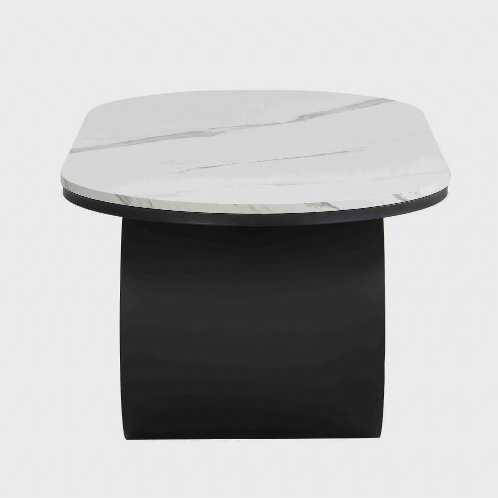 47.24-Inch Oval Faux-Marble Storage Coffee Table