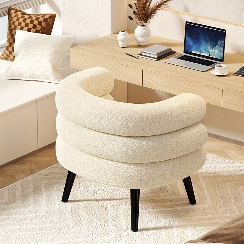 Cream Layered-Back Accent Chair — rear view of the curved layered back