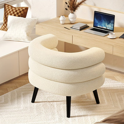 Cream Layered-Back Accent Chair — rear view of the curved layered back