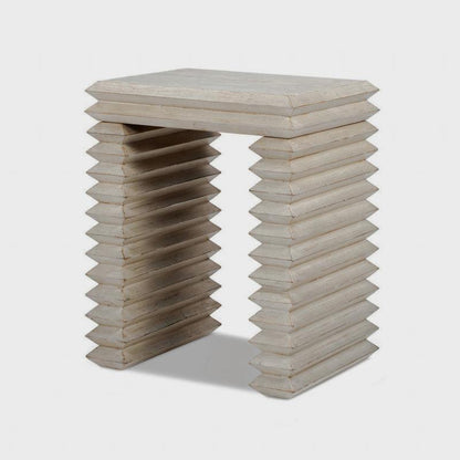 Veda Whitewashed Geometric Waterfall Side Table