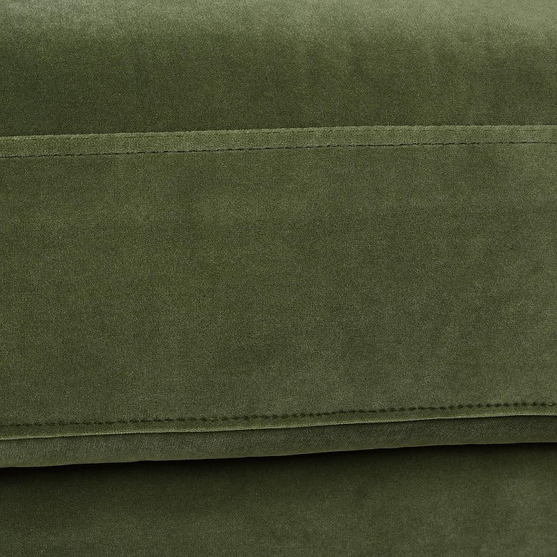 Alana olive green velvet seat seam detail
