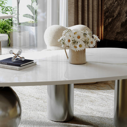 49.2-Inch Freeform Faux-Marble Coffee Table
