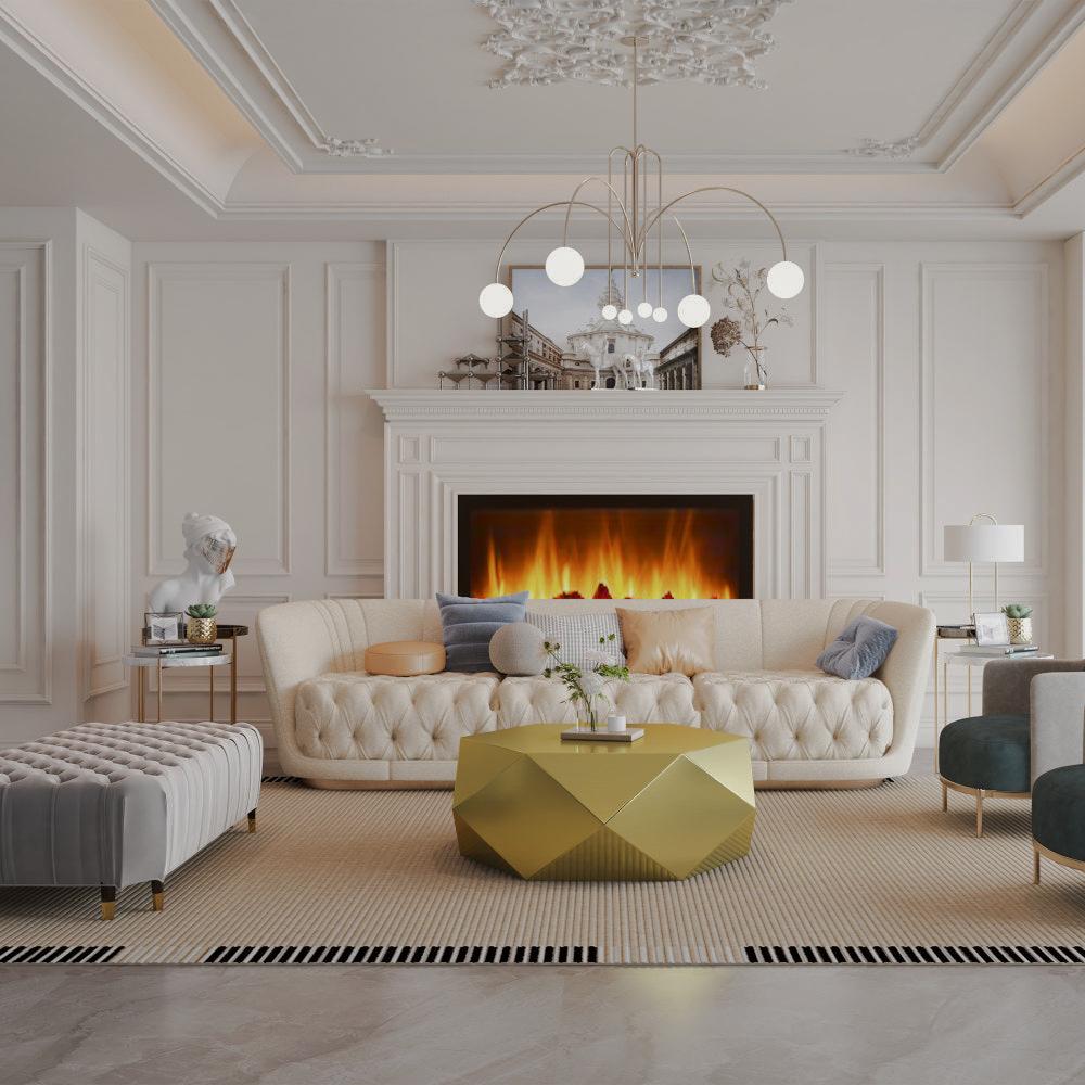 Gold-Tone Faceted Stainless-Steel Coffee Table