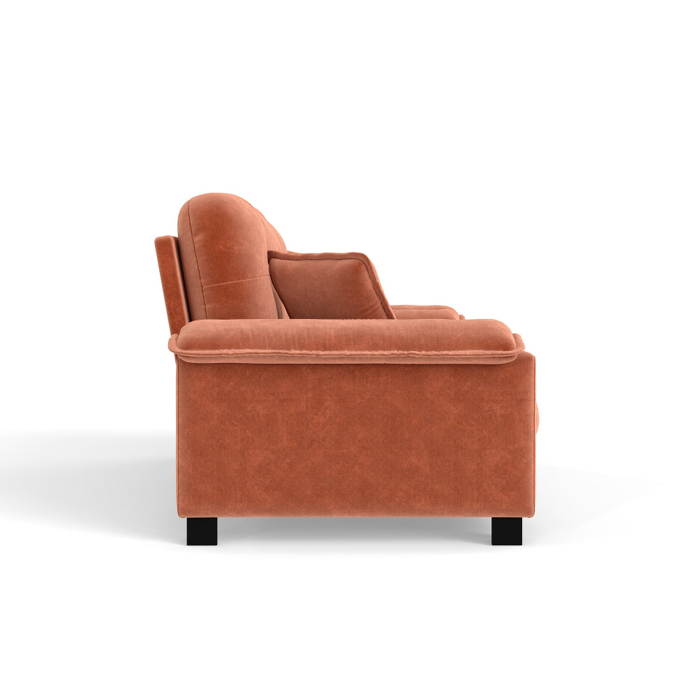 94-Inch Pleated Three-Seat Sofa — orange isolated side view