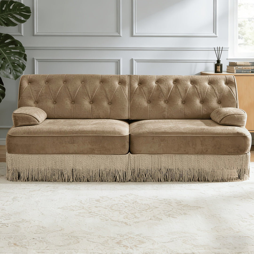 Vivienne 76.6-Inch Velvet Fringe Chesterfield Sofa — photo 12