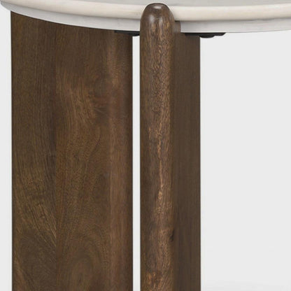 HOMEROOTS Round Marble & Wood Side Table