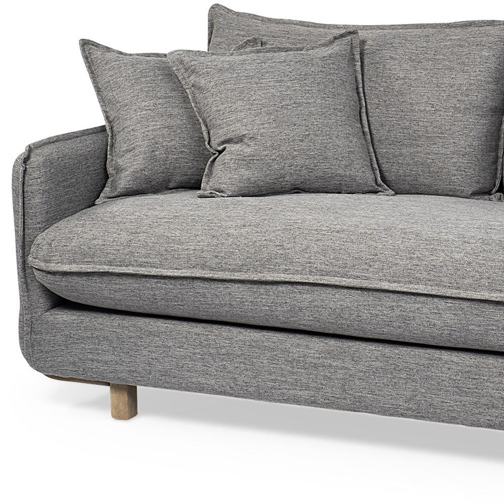 84" Gray Fabric Sofa With Brown Legs - 606783