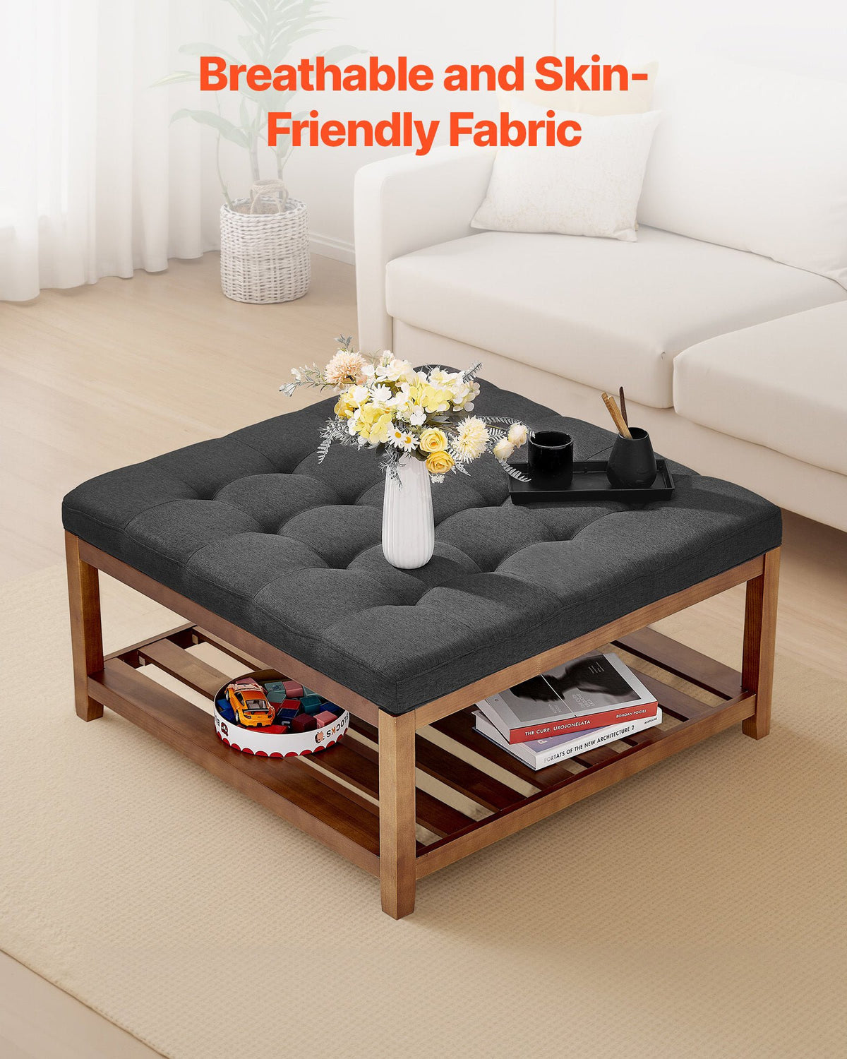 Square gray table upholstery graphic