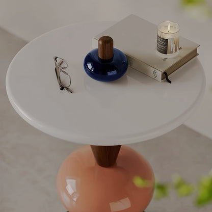 Color-Block Glass Pedestal Side Table