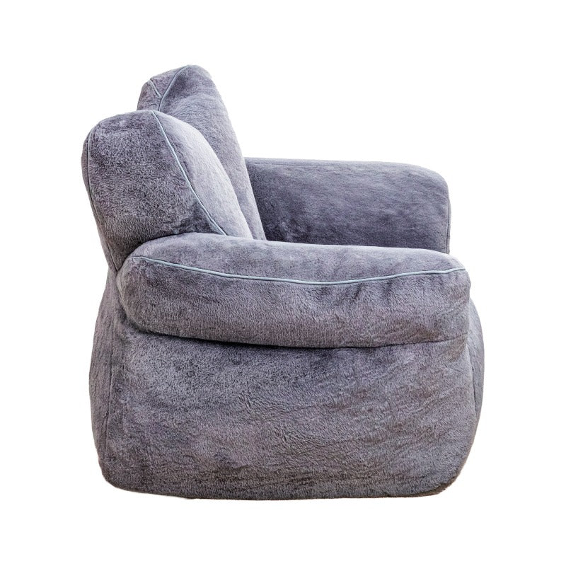 Heart-Back Faux Fur Lounge Chair — side view of the padded seat and back.