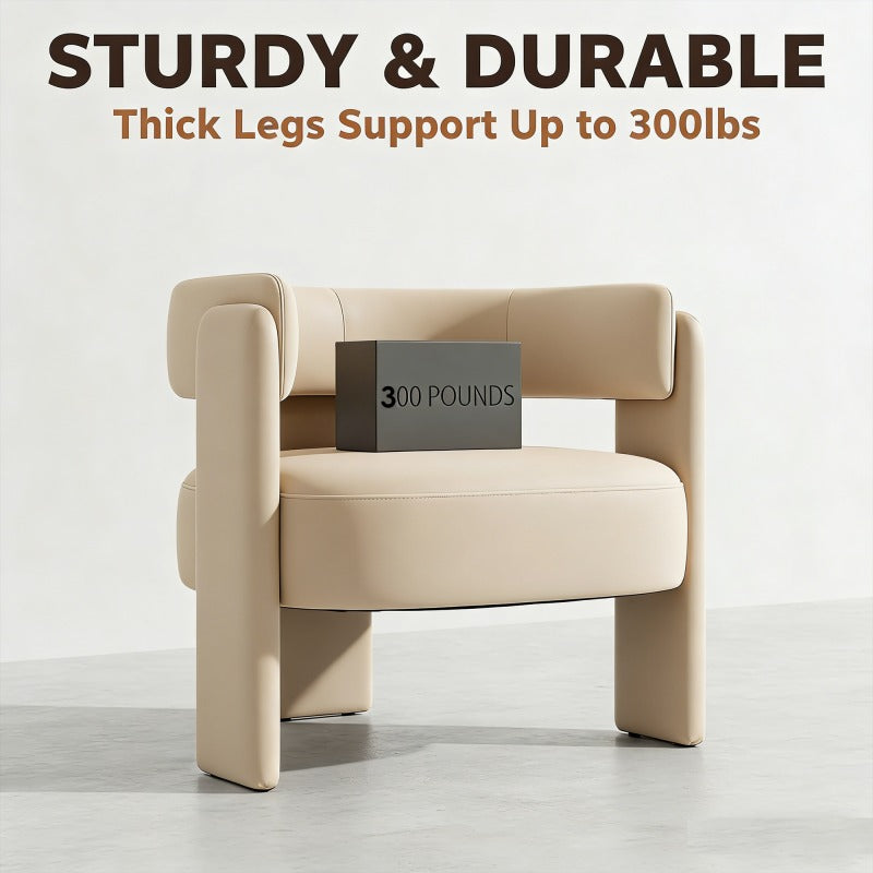 Beige Cutout-Back Velvet Accent Chair — chair support and load illustration