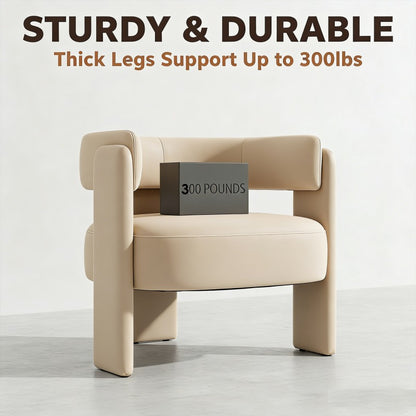 Beige Cutout-Back Velvet Accent Chair — chair support and load illustration