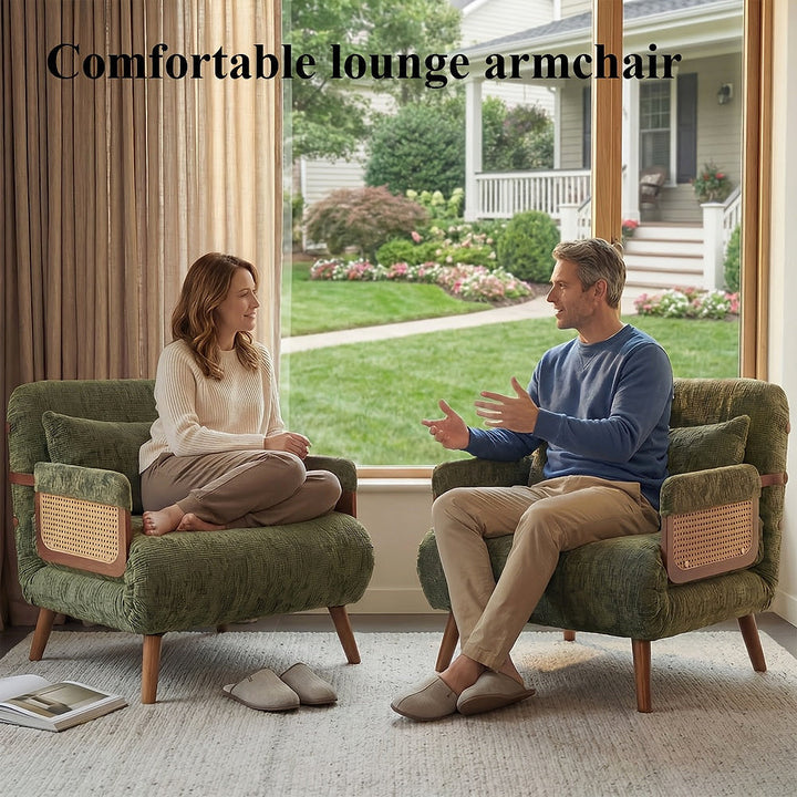 Green Chenille Convertible Sleeper Chair — gallery view 4 of 10
