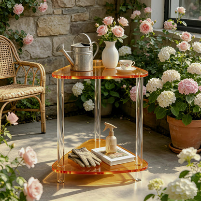 Triangular Two-Tier Patio Side Table