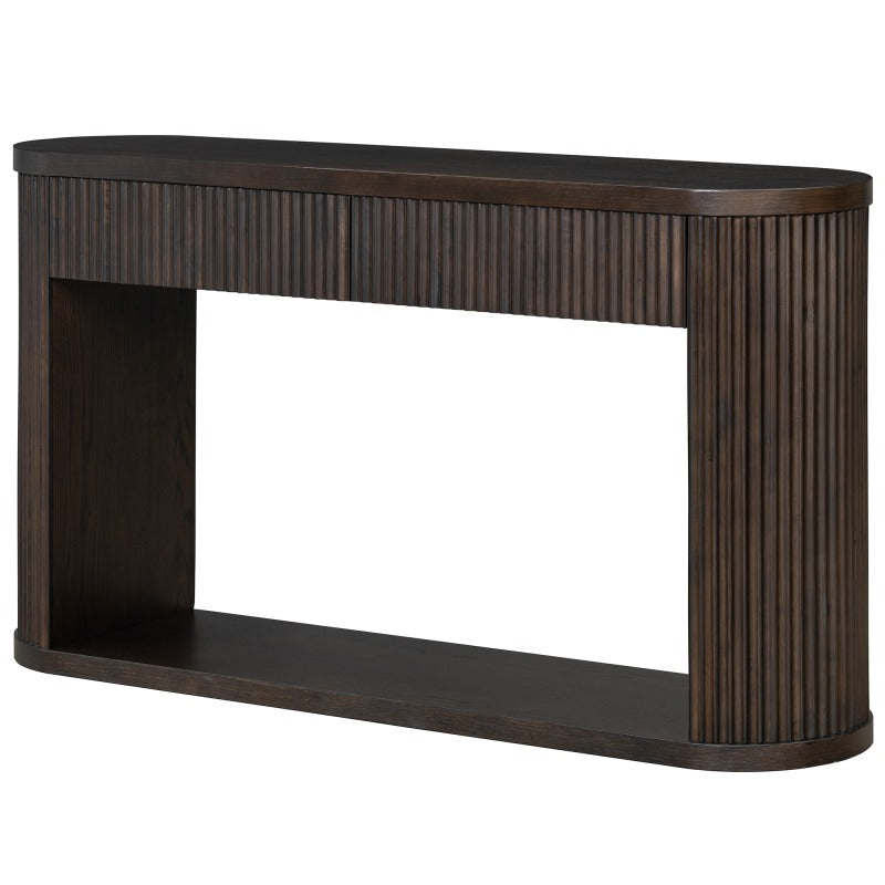 Angled product view of the espresso console showing rounded ends and vertical fluting