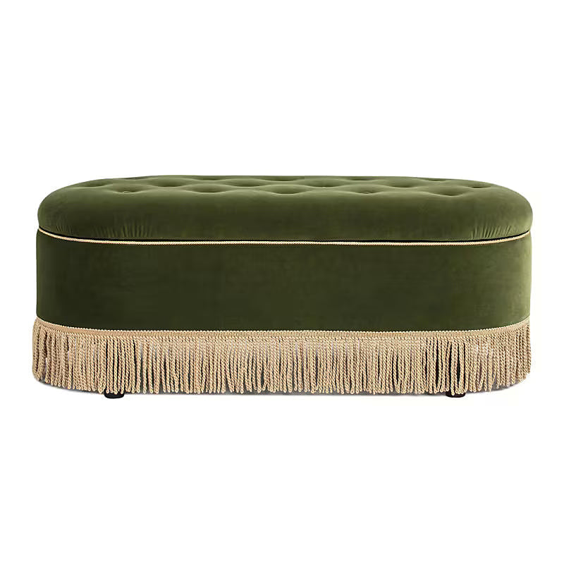 Melinda Olive Tufted Fringe Bench