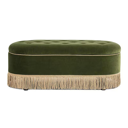 Melinda Olive Tufted Fringe Bench