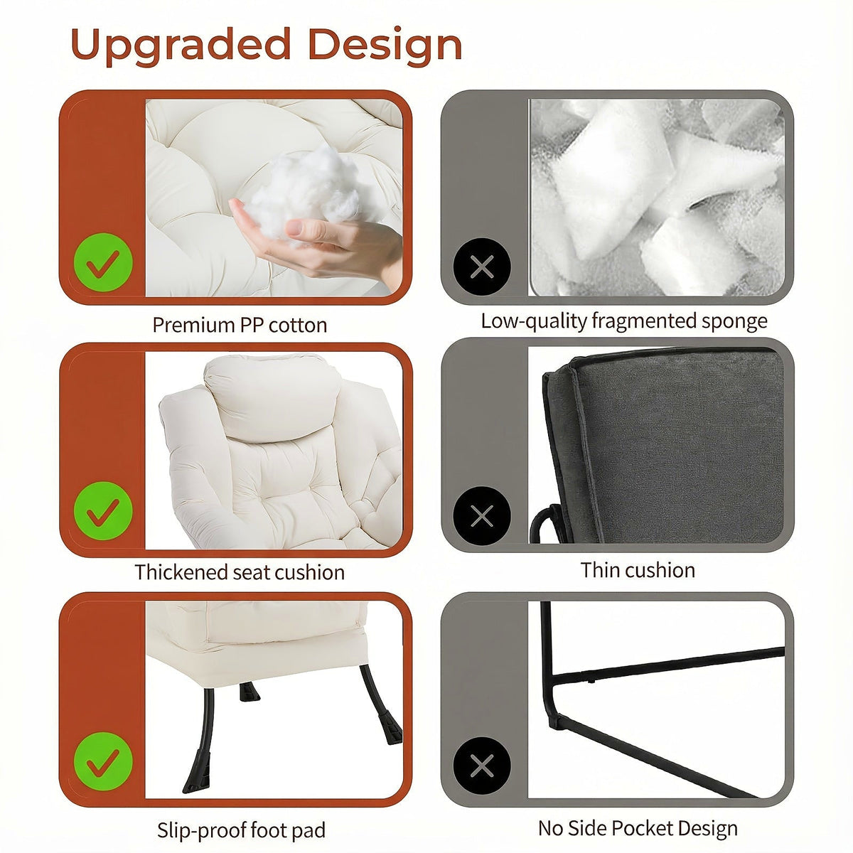 Beige cushioned lounge chair and matching footstool with a black metal frame