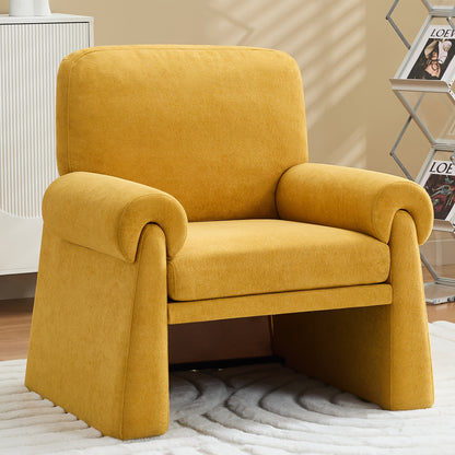 Rolled-Arm Chenille Accent Chair — yellow rolled-arm chair