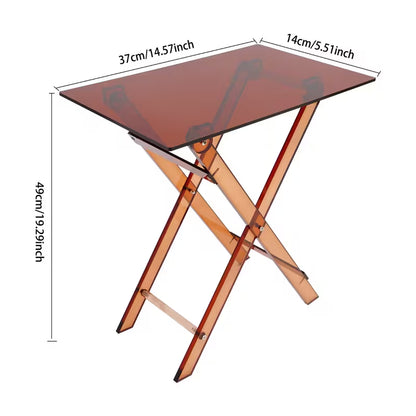 Supplier dimension graphic for brown acrylic folding side table