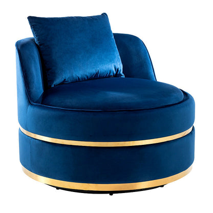 Sable Blue Velvet Swivel Barrel Chair — gallery view 3 of 9