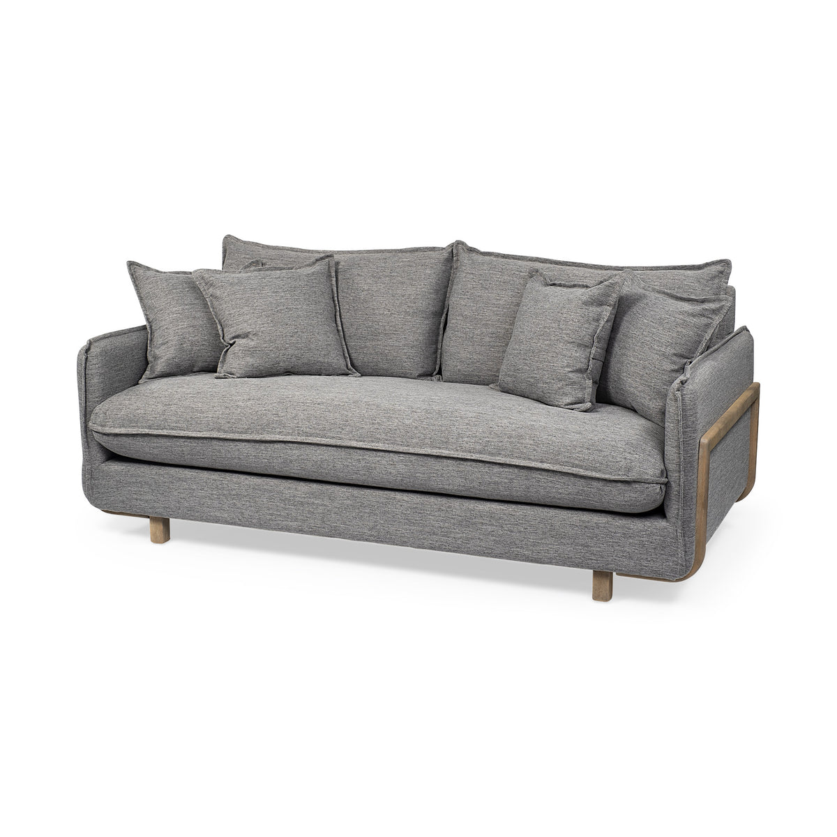 84" Gray Fabric Sofa With Brown Legs - 606783 - Multi