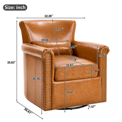 Roland Leather Swivel Club Chair — gallery view 8 of 8