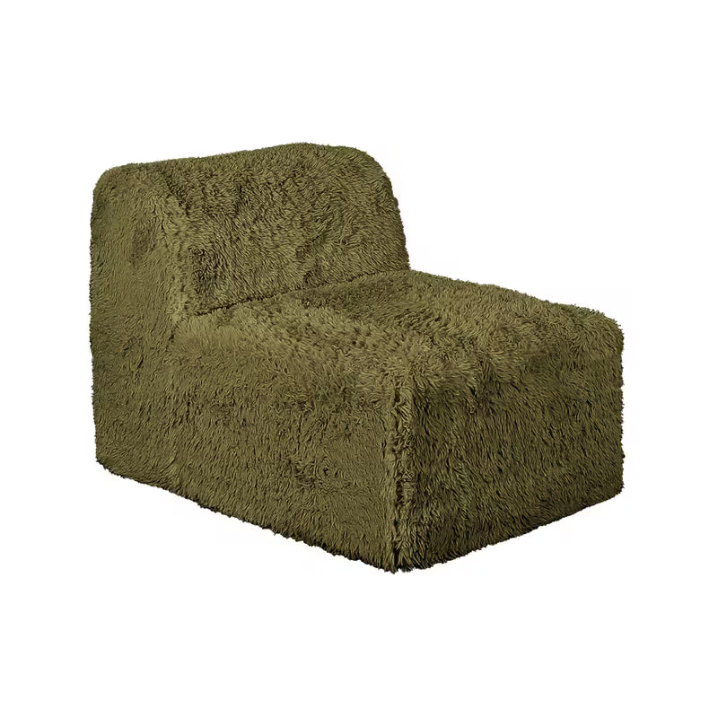 Olive Plush Modular Sofa — opposite armless module view.