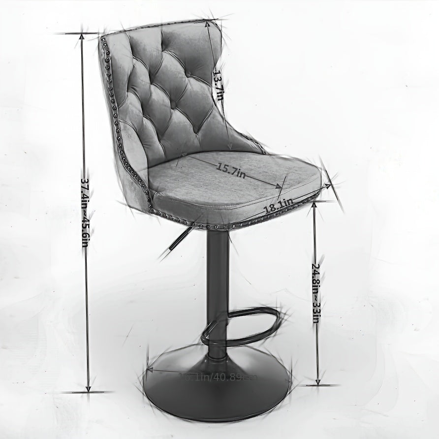 Bar stool dimension diagram showing seat, back and adjustable height