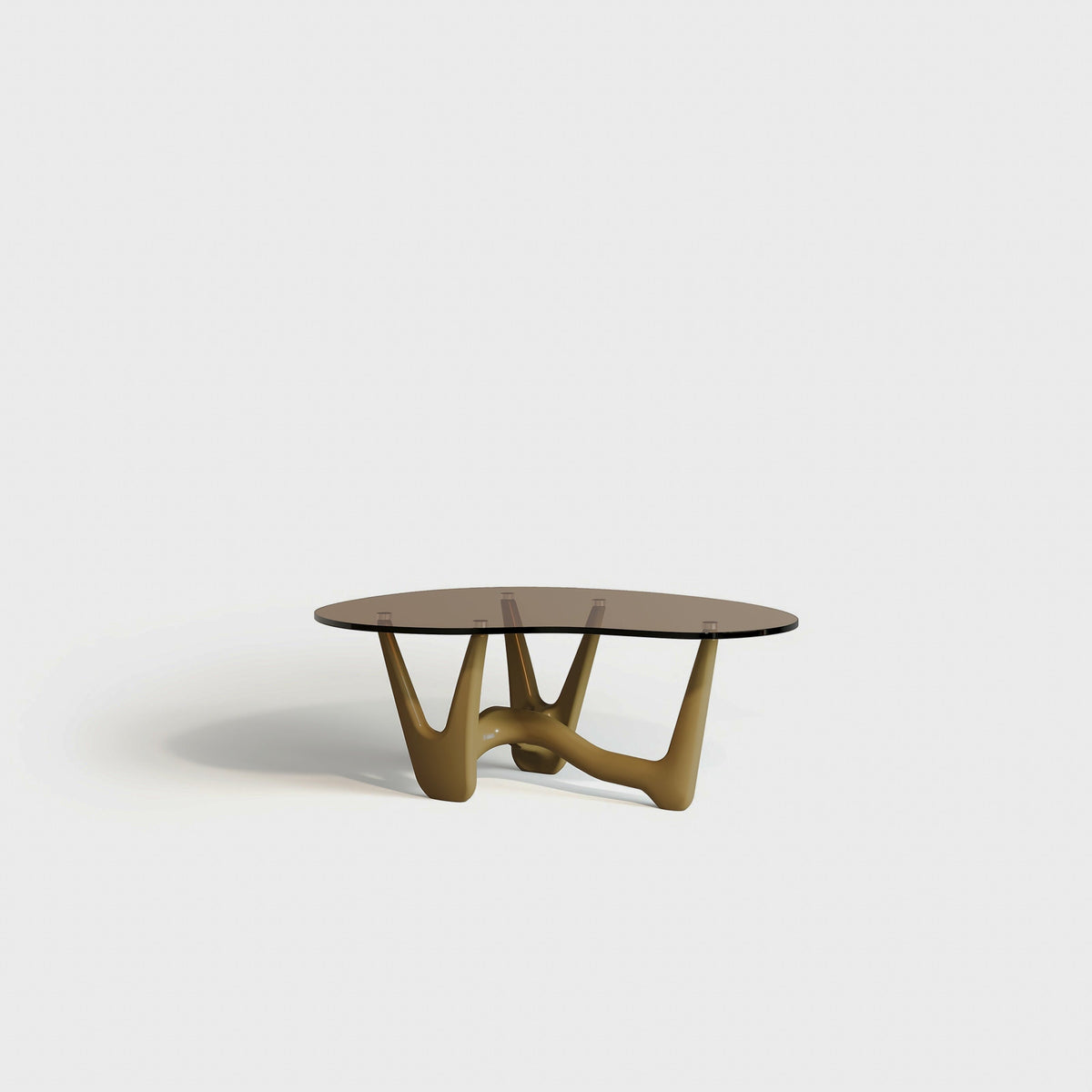 Sculptural Glass-Top Coffee Table - Golden&Brown Glass