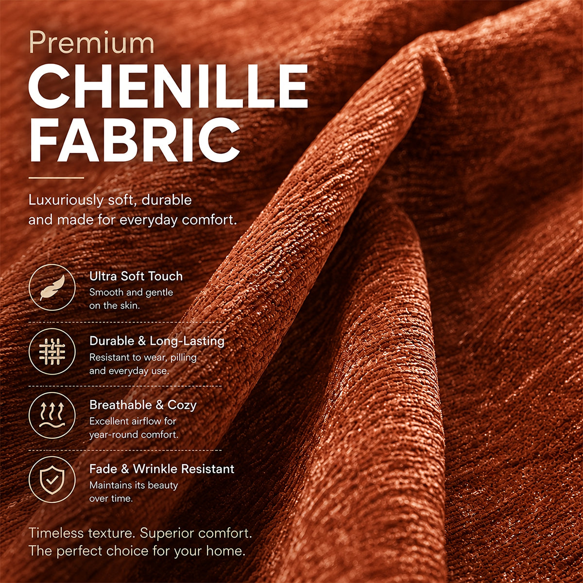 Chenille Modular Sectional with Cup Holders — chenille fabric texture close-up