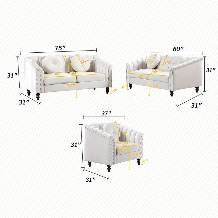 Chesterfield seating collection dimensions