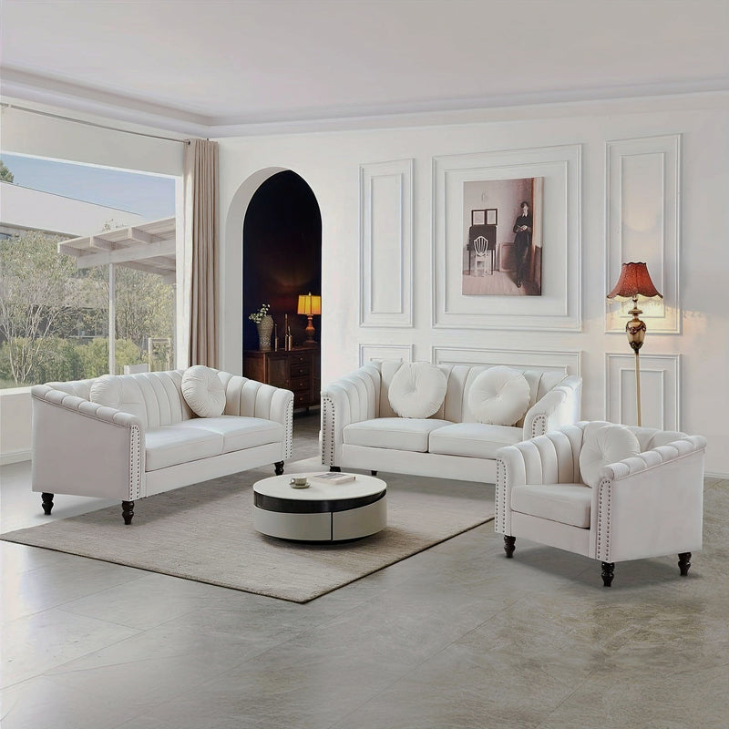 Chesterfield seating collection in Ivory Dream
