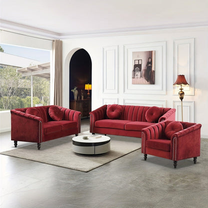 Chesterfield seating collection in Cherry Red