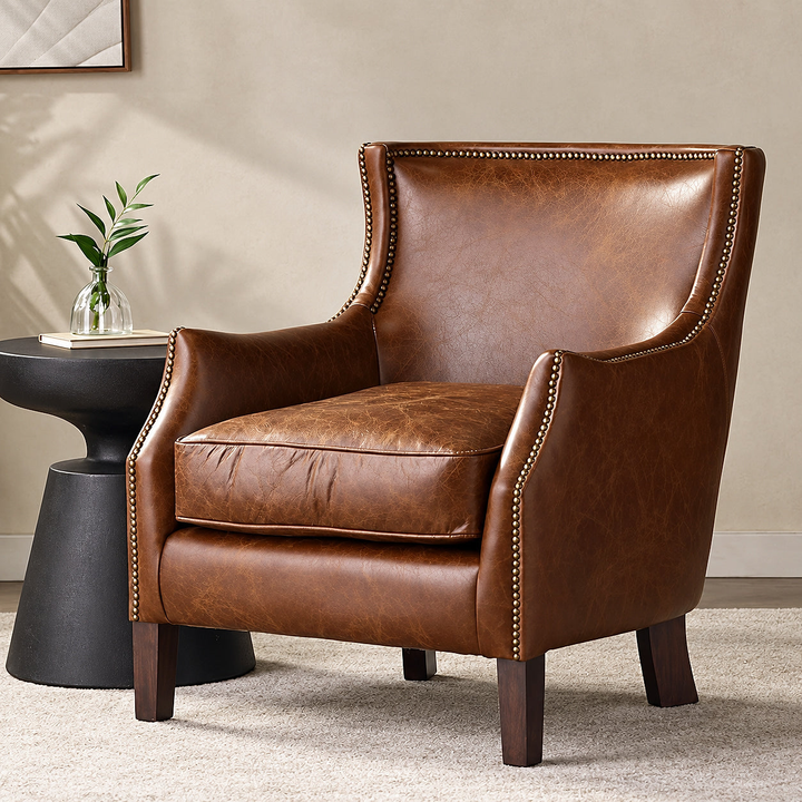 Briar Brown Leather-Look Accent Chair